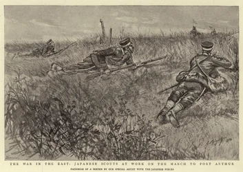 The War in the East, Japanese Scouts at Work on the March to Port Arthur